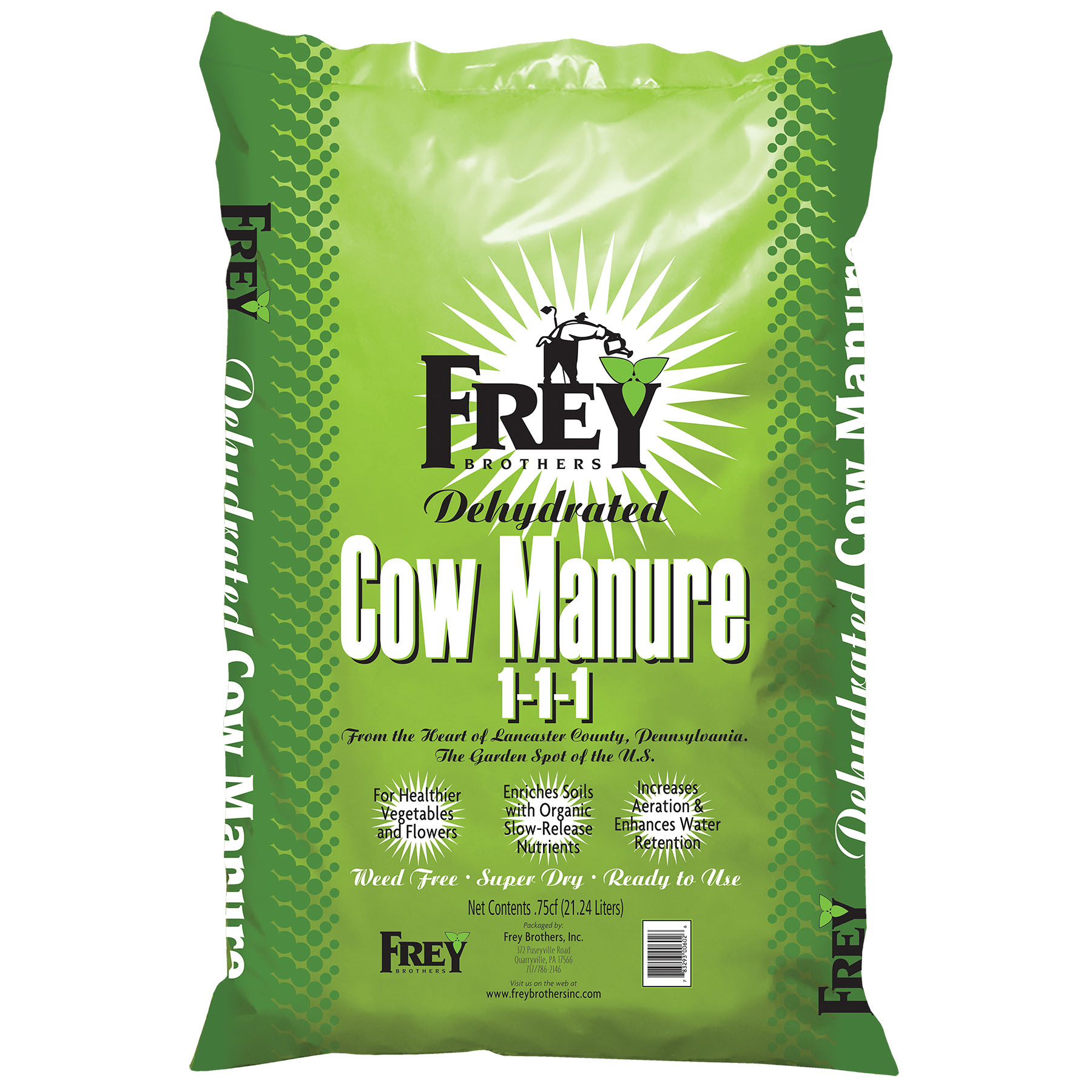 Frey Dehydrated Cow Manure 1-1-1 0.75 cu ft Bag - 75 per pallet - Amendments